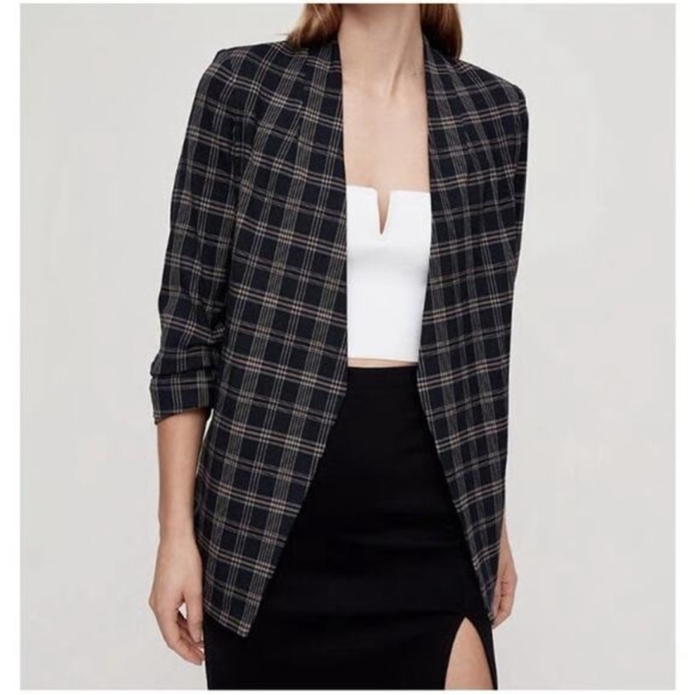 Aritzia Babaton Macauley Navy Plaid Blazer